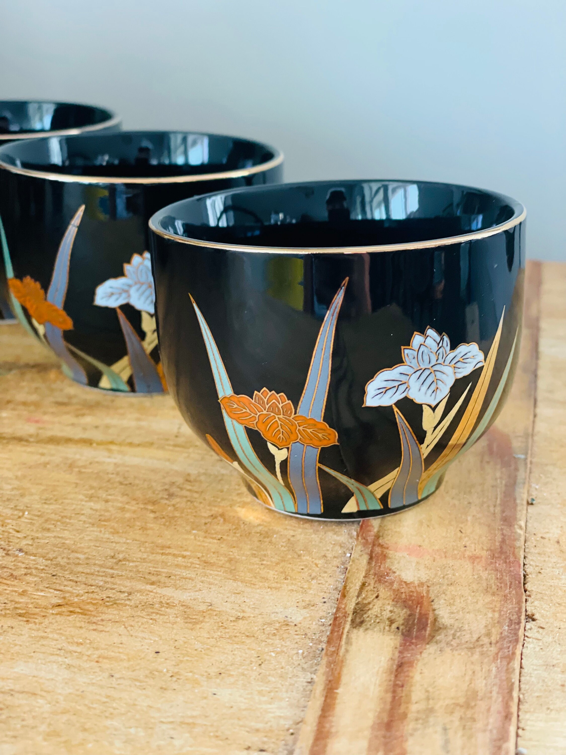 Vintage Otagiri Teapot and Cups, Tea Set, Black Iris, Hand Painted, Gold Trim, Porcelain Teapot, Japanese Florals, Rattan Handle - Etsy Vintage Otagiri Teapot and Cups, Tea Set, Black Iris, Hand Painted, Gold Trim, Porcelain Teapot, Japanese Florals, Rattan Handle - Etsy