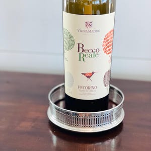 Vintage Reticulated Silver and Wood Champagne/Wine Coaster, Bottle Caddy