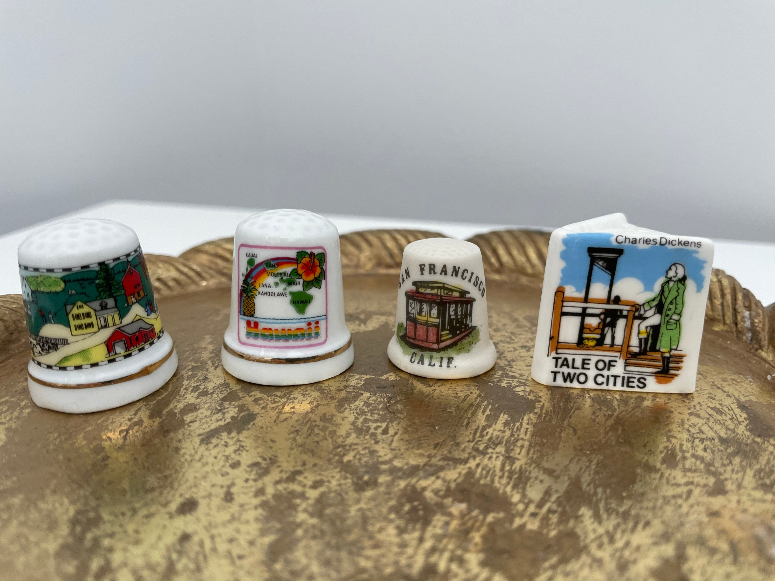 Collectible Thimbles 4 Thimbles porcelain collector thimbles Etsy