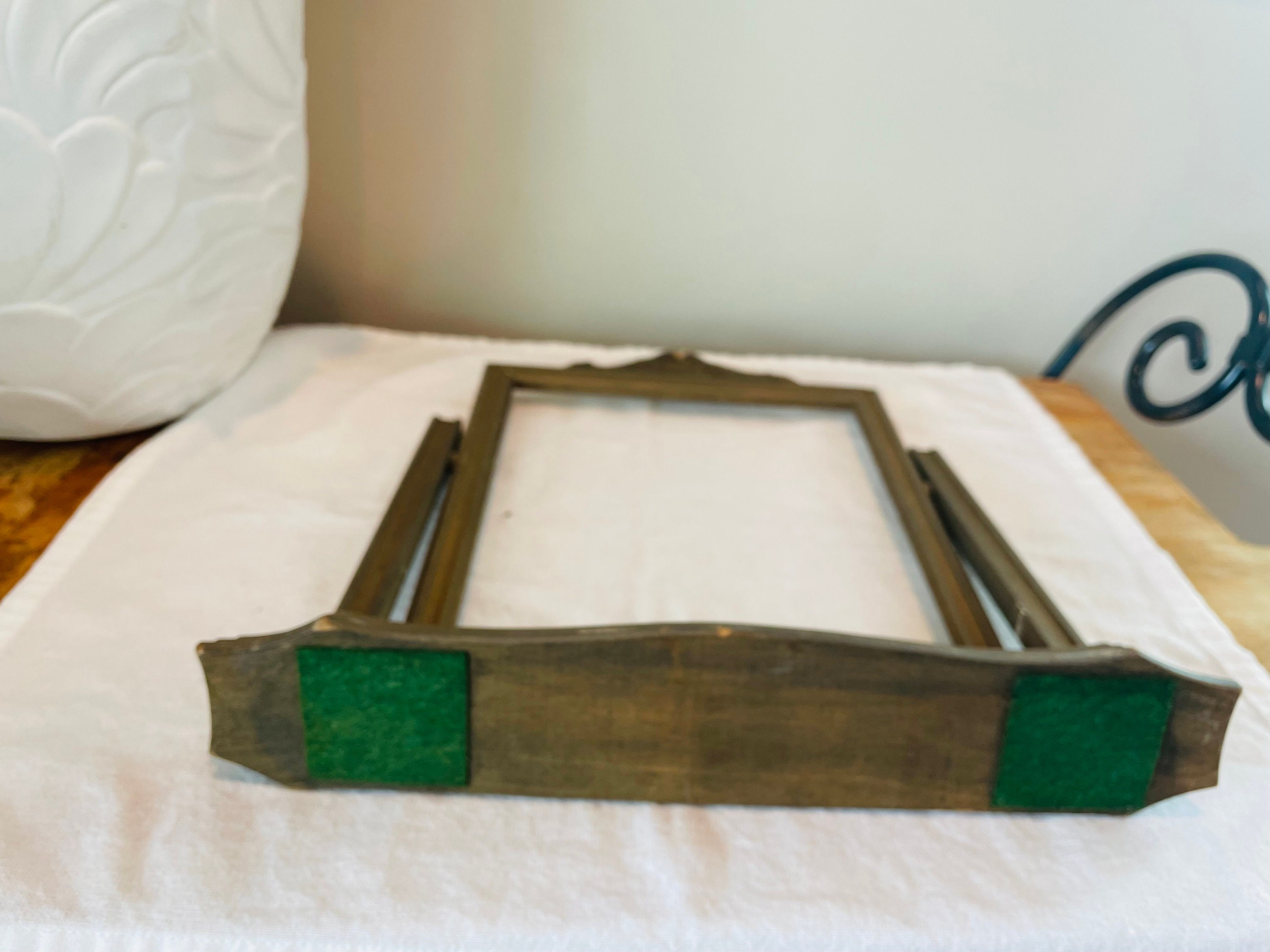 Vintage Wood Swinging Table Top Frame, No Glass , Tilt Frame, 13