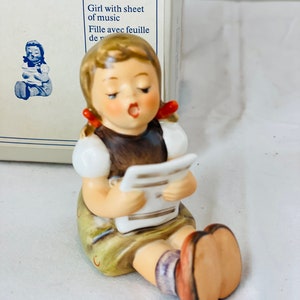 Vintage 1984 Goebel Hummel  Girl With Sheet Music Porcelain Figurine, #389, Original Box