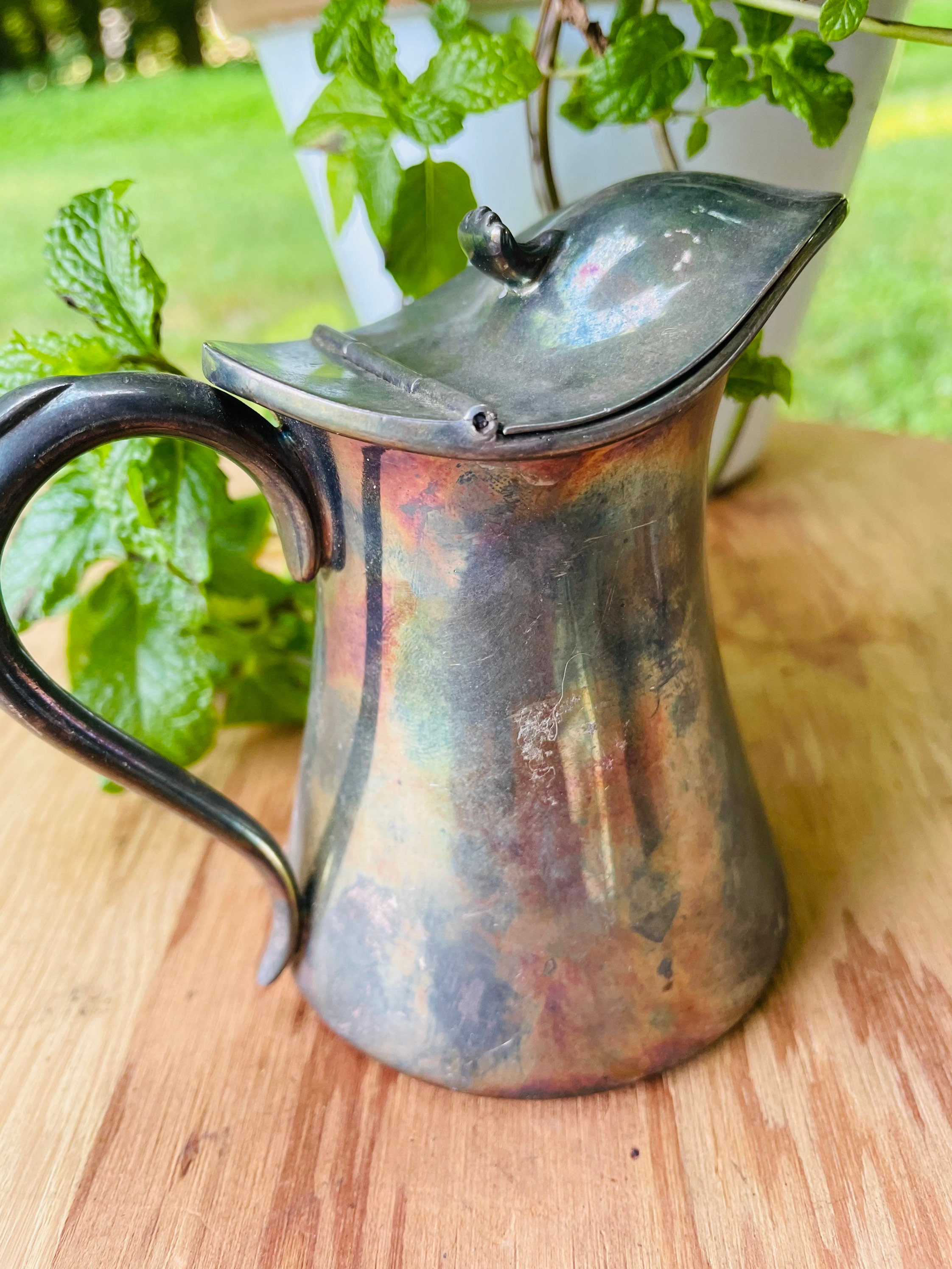 Poole Silver Co. Quadruple Silverplate Lidded Syrup Pitcher Etsy