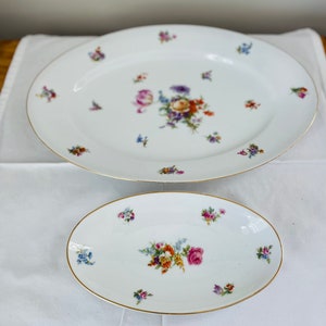 Dresden Fine China Plates and Serving Pieces, Epiag Czechoslovakia, Floral Pattern
