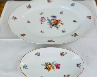 Dresden Fine China Plates and Serving Pieces, Epiag Czechoslovakia, Floral Pattern