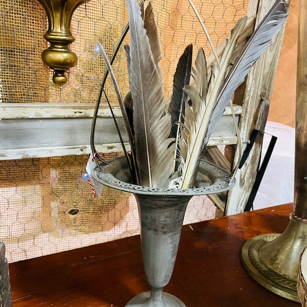 Vintage Silver Plate Wedding Trumpet Vase with Stationary Handle,  Silver Vase with Handle, Rogers #1113
