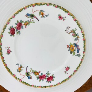 15 pc Antique Royal Grafton Fine Bone China Made in England Cake Plate,plates, cups Birds and Flowers collectible porcelain image 9