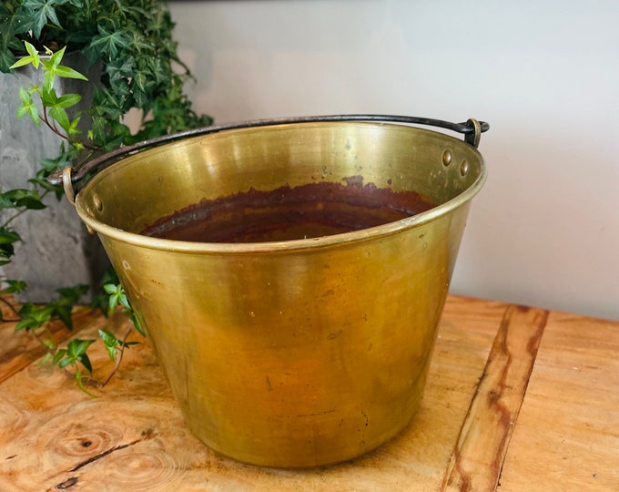 Old Brass Kettle Vintage Brass Bucket Old Brass Pail Etsy