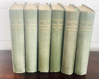 Complete Set of Robert Burns Works,  6 Volumes,  Edition de Luxe, #221 of 1000, Poems, Lyrics Wood Cuts, maps and Etchings