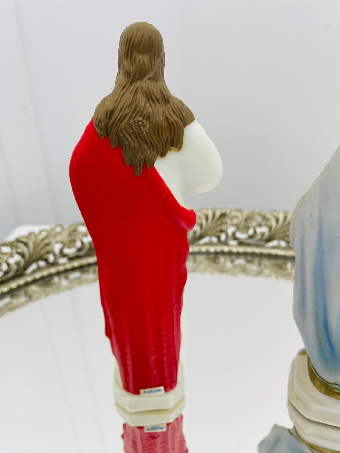 Vintage Porcelain Statue of Virgin Mary and Acrylic Sacred - Etsy