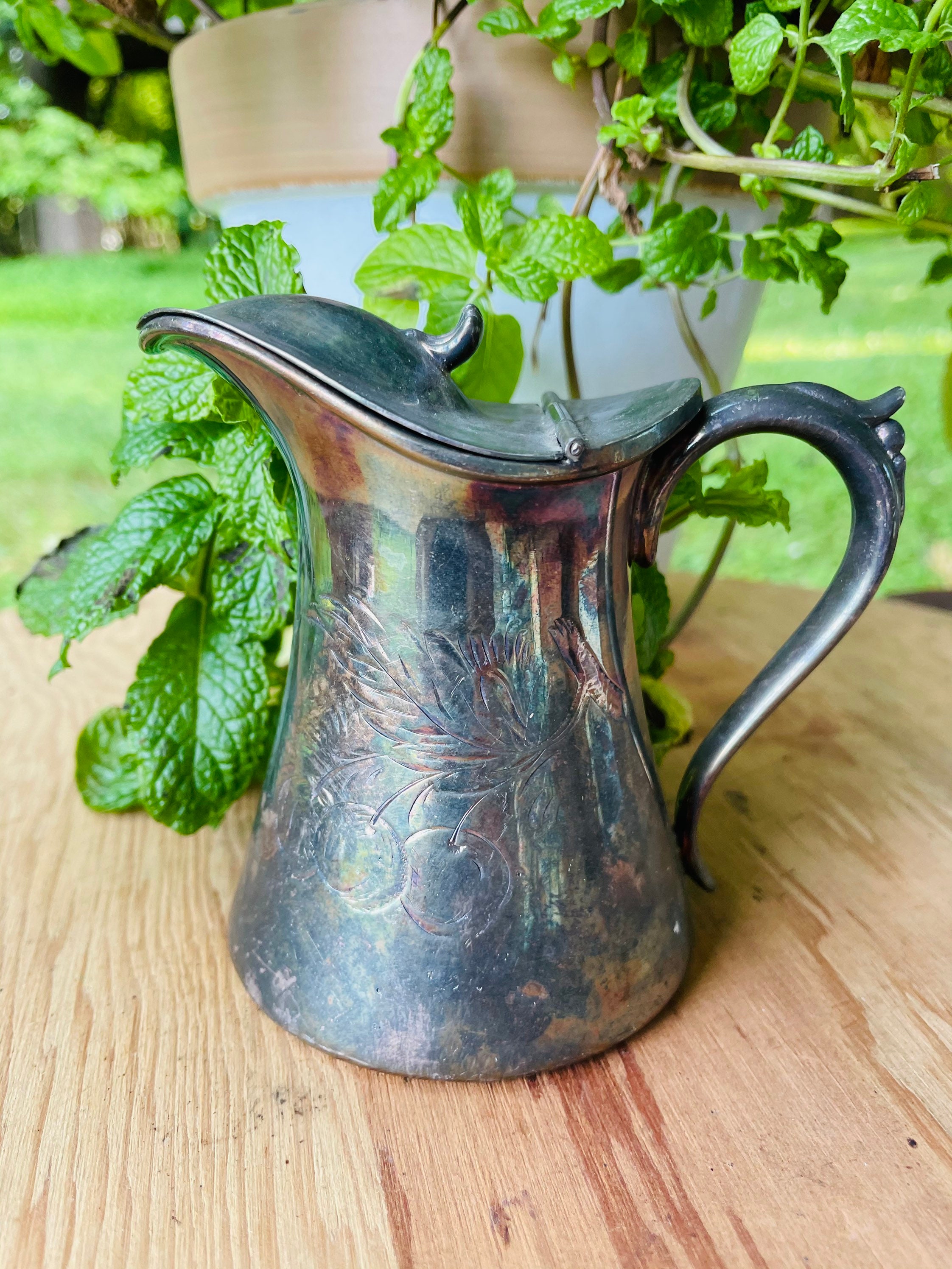 Poole Silver Co. Quadruple Silverplate Lidded Syrup Pitcher Etsy