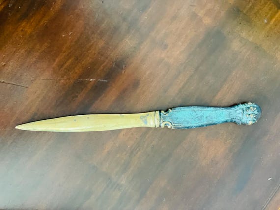 Antique German Bronze/brass Letter Opener, Dagger, Brass Desk