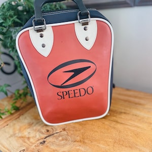 Vintage Speedo Zippered Carry Case, Black and Red, Footed, Zippered Bag