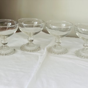 Set of 4 Clear Coup Glasses, Anchor Hocking Boopie Bubble Champagne, Martini