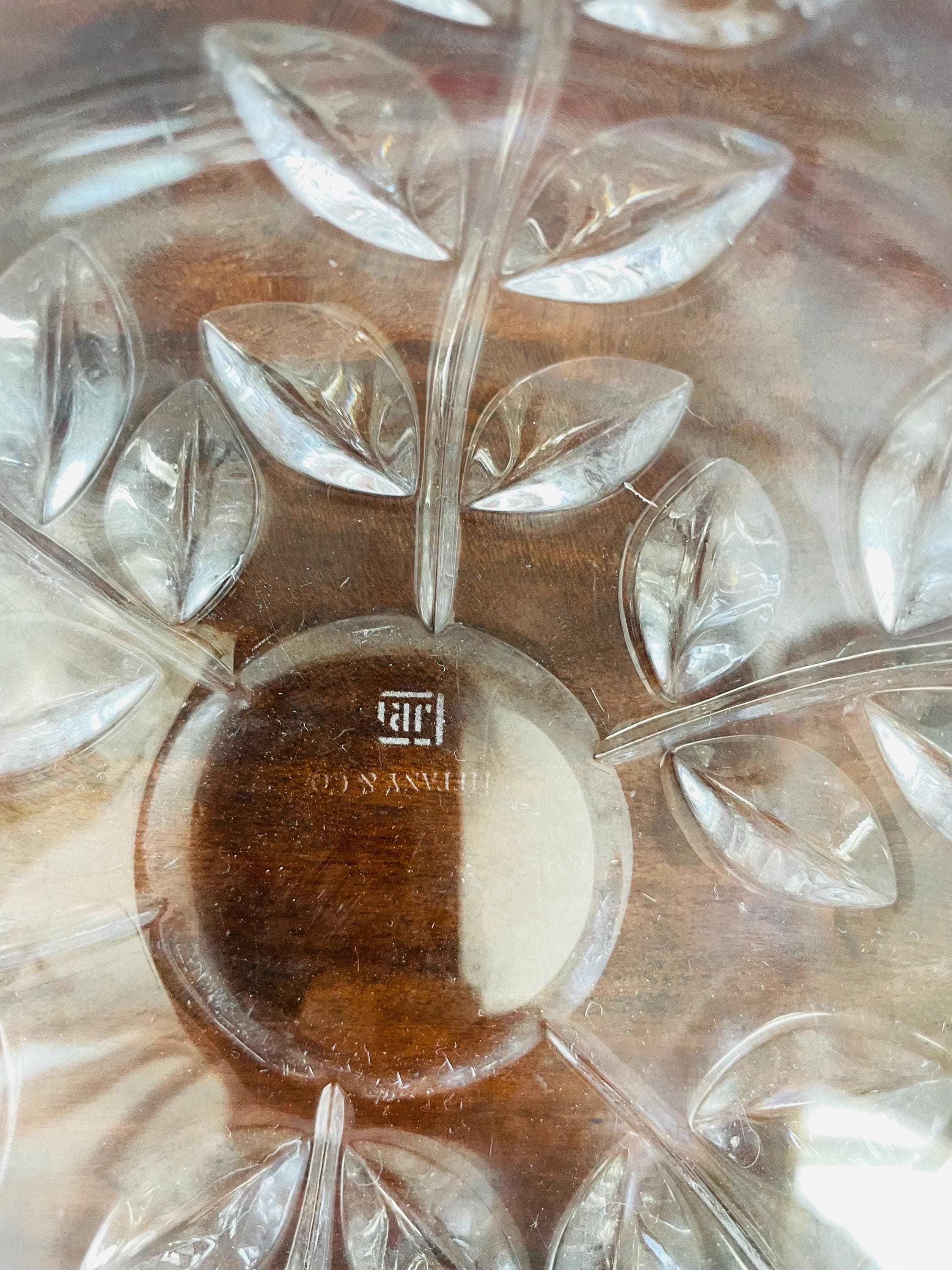 Tiffany and Co. Lead Crystal Flared Bowl Floral Vine Pattern
