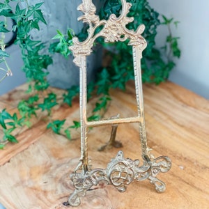 Large Brass Tabletop Easel for Display, Ornate Cast Brass, Art decor, Gold easel frame, 13&quot;