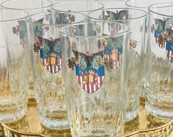 Mid Century West Point Clear Glass Tumblers, USMA, (Choice of set size)