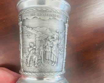 Vintage Artina Zinn SKS Pewter Cup. 95%, Depicting a Harvest Scene