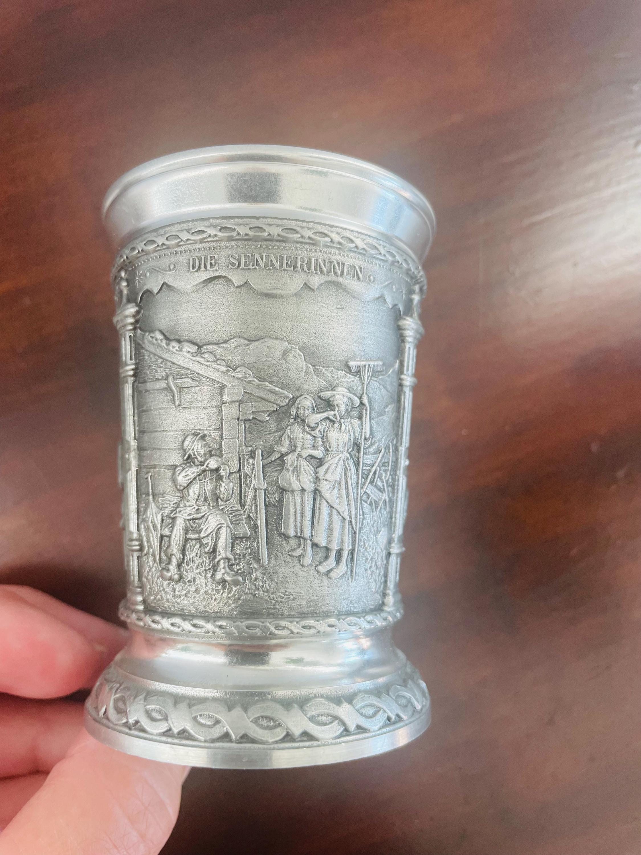 Vintage Artina Zinn SKS Pewter Cup. 95%, Depicting a Harvest Scene