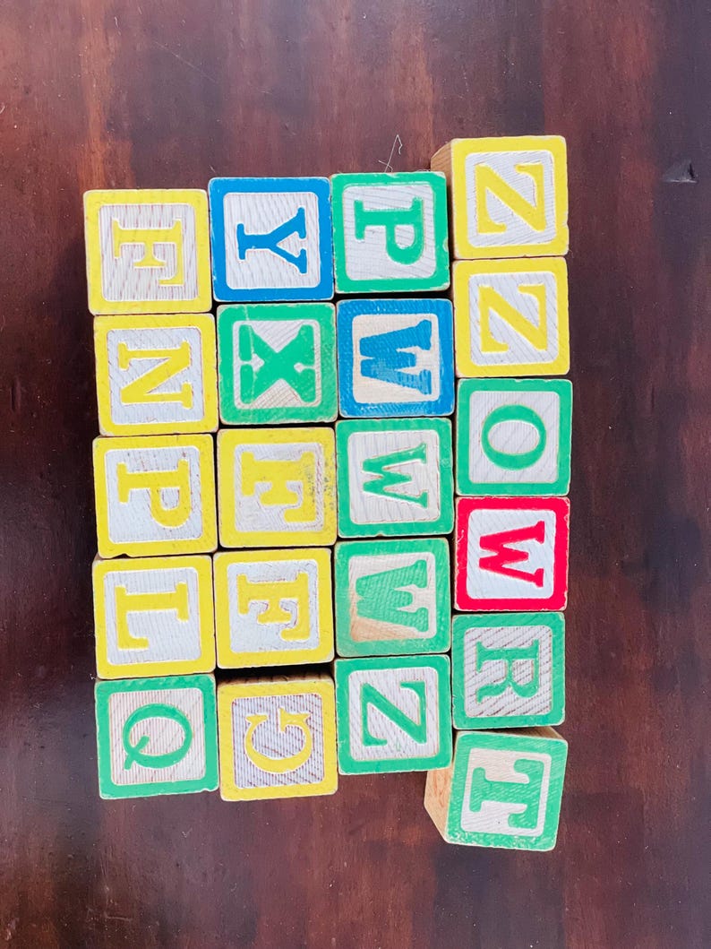 Vintage Children's Wood Play Letter Blocks, Pretend Play, Learning Play ...