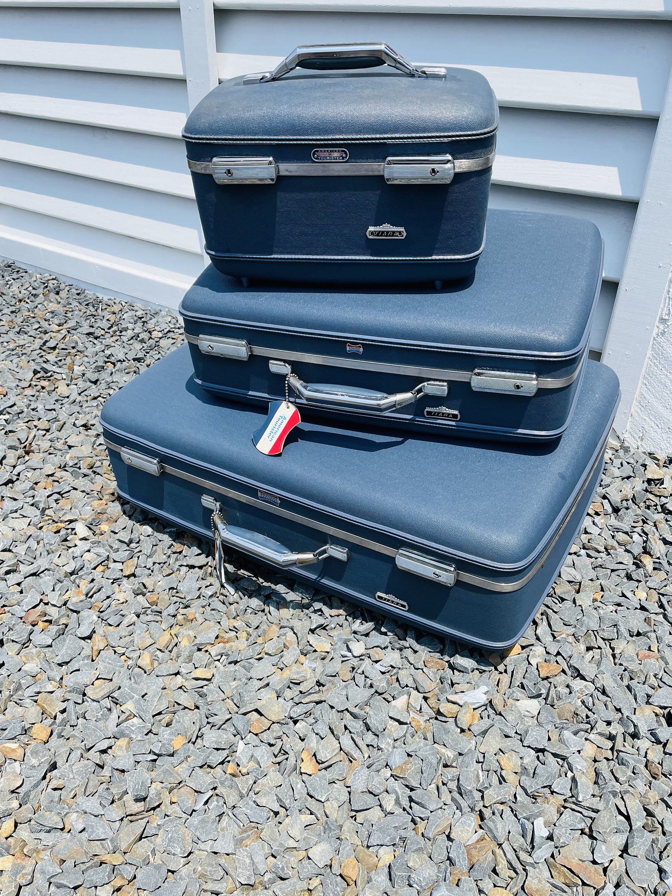 Vintage 1940's leather suitcase luggage Euro+Asian stickers decals for parts