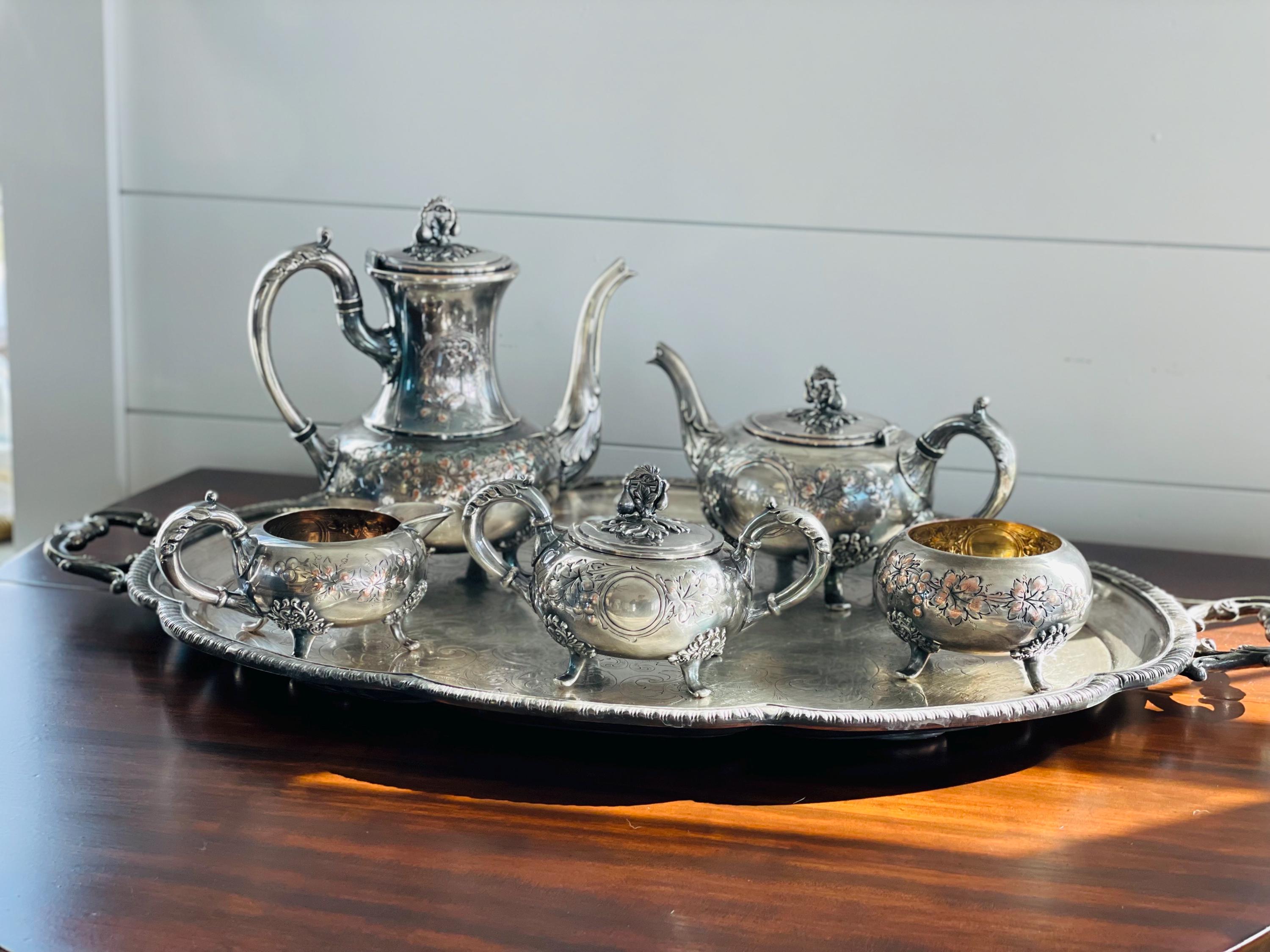 Rare Vintage B. Rogers Silver Over Copper 6 Piece Coffee/tea