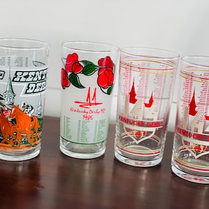 4 Official Kentucky Derby Mint Julep Glasses, 1980, 1986, 2018