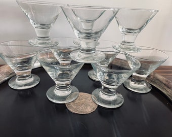 Set of 10 Vintage Clear Libbey Wide Mouth Shot glasses, Cordial Glasses, Mini Dessert Cups