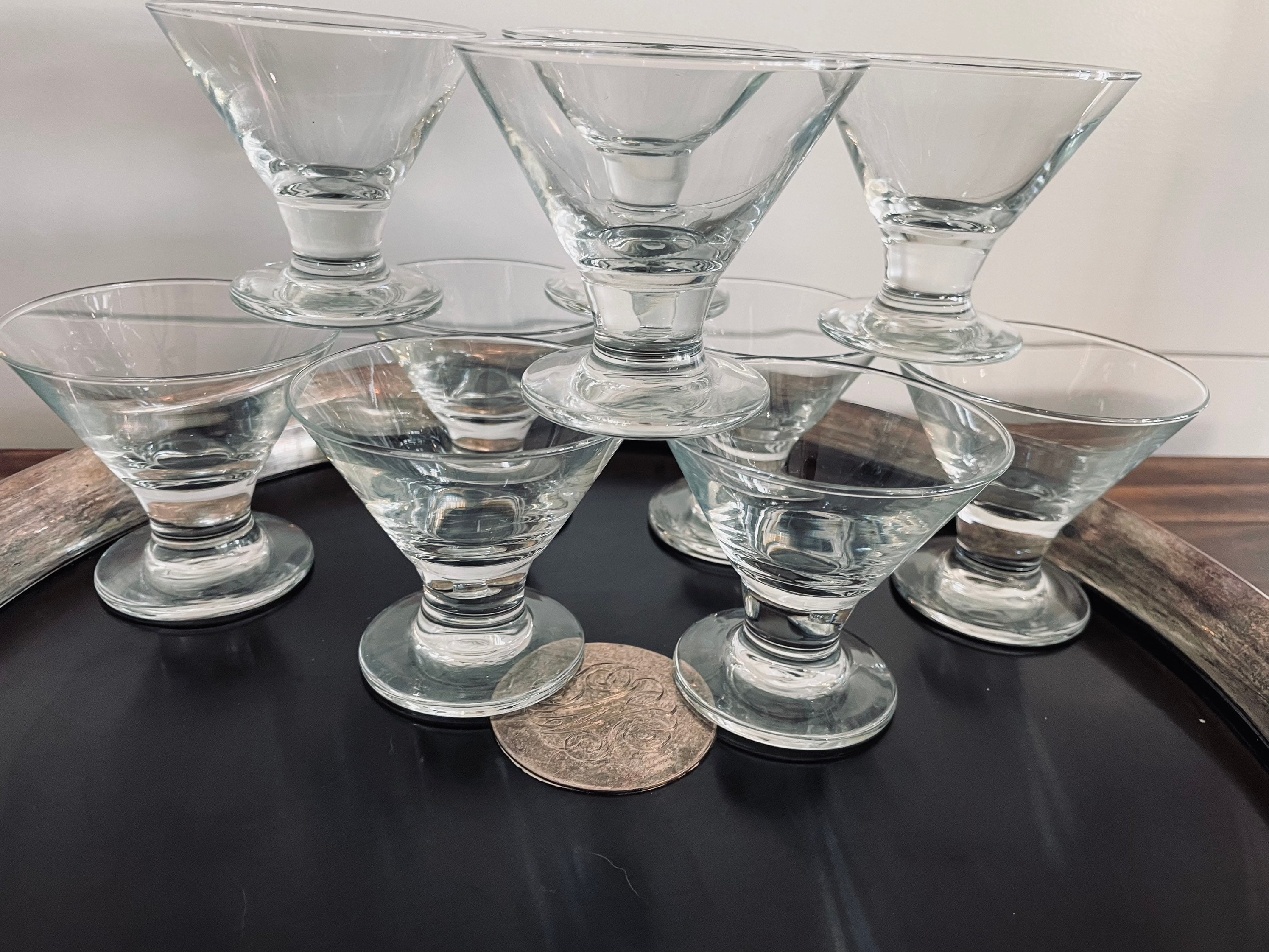 アンティークDropglass Set of 10 Vintage Clear Libbey Wide Mouth Shot Glasses, Cordial