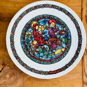 Vintage 1975 Noel Vitrail Plate Limoges France, Porcelaine, Premiere Edition, Faith, Jesus, Christmas