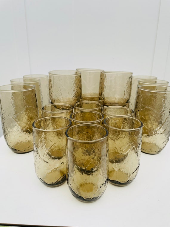 13 oz. Vintage Textured Amber Drinking Glasses (Set of 6)