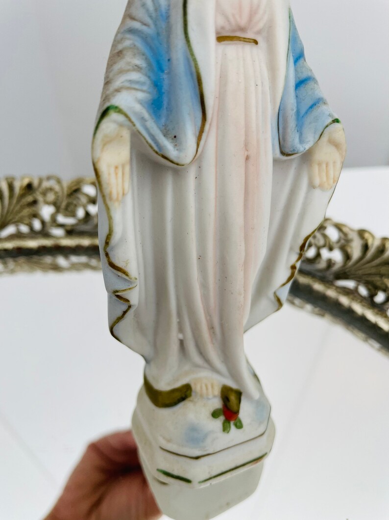 Vintage Porcelain Statue of Virgin Mary and Acrylic Sacred Etsy