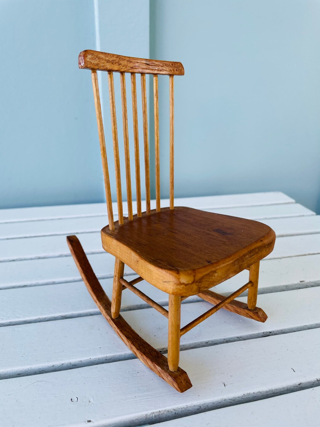 Tei Small Wood Rocker Miniature Wood Rocker, Handmade Rocker, Doll Rocker, Folk Art Rocker ...