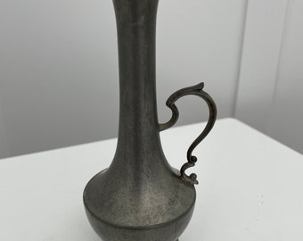 Web pewter vase, pewter vase with handle, handled pitcher vase