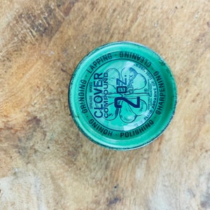 Antique Clover Compound Green Tin, Duplex Tin, Advertising Tin, Collectible Tin, Made in USA, Graphics