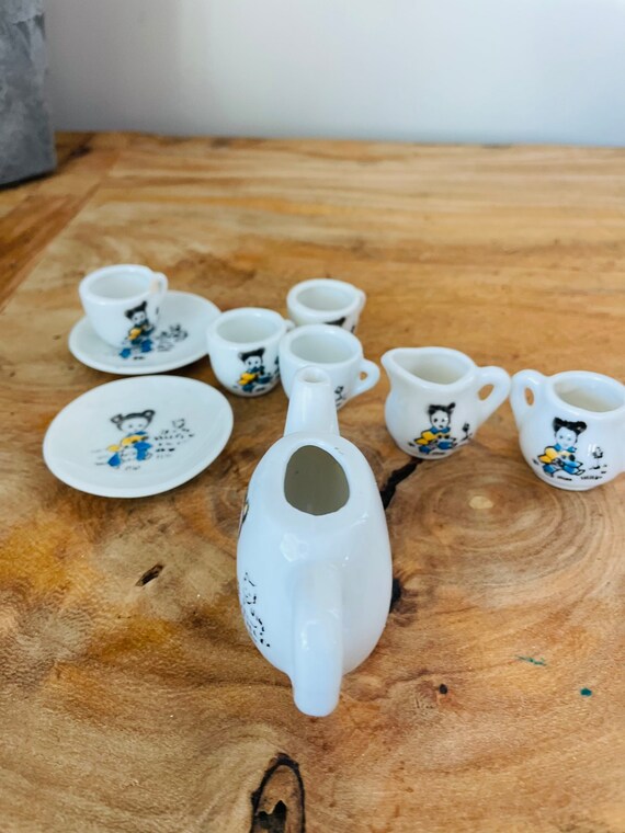 Vintage Childs Doll Tea Set, Porcelain Miniature, Service Set, Tea