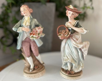 Pair - Vintage Original Arnart Creation Porcelain/bisque Victorian