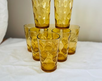 Set of 4 Vintage Hazel Atlas Continental Can Company Honey Amber Eldorado Juice Glasses (1956-1964) (2 sets available)