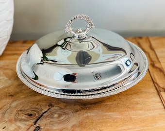 Casseruola Rogers con coperchio in argento vintage con inserto in Pyrex