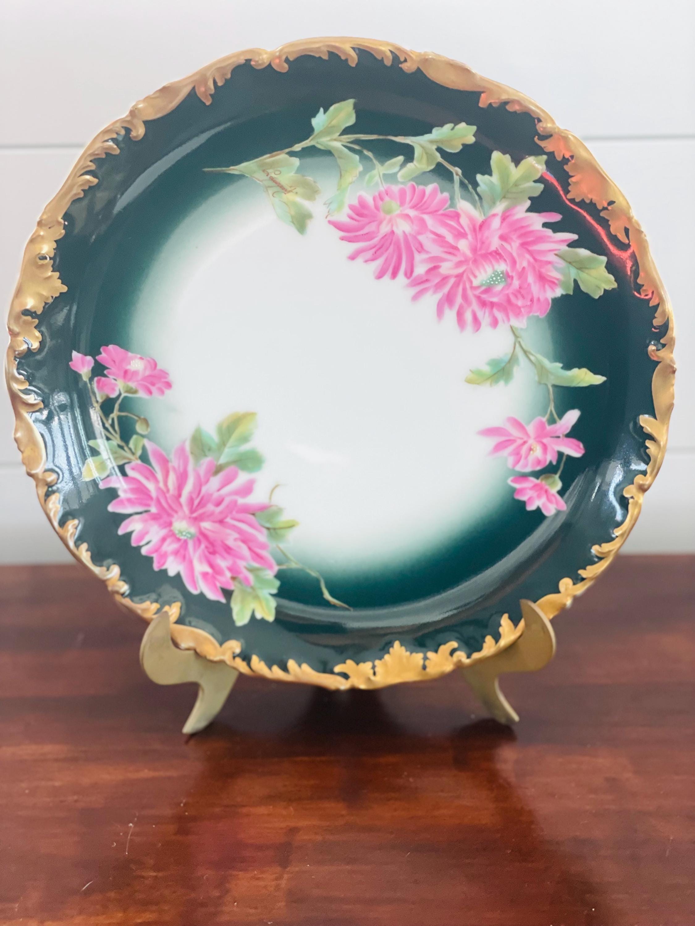 Antique Hand Painted T&V Limoges Plate, Hallmarked and Artist
