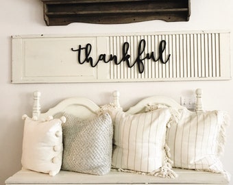 Thankful Sign Wood Cut Out, Thankful Wood Sign, Farmhouse Decor, Home Decor, Cut Out, Word Cutouts, Family, Entry Way Sign, Rustic Decor.