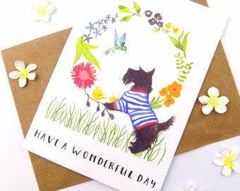 Dog Print Greeting Card, Wonderful day, Just Because, Dog Lover Card, Blank