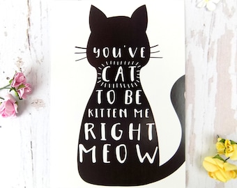 Cat Pun Postcard, Funny Cat Gift, Cat Stationary