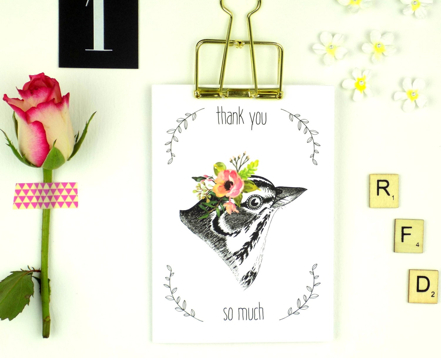 Thank You Card Bird Print Thank You Gift Etsy