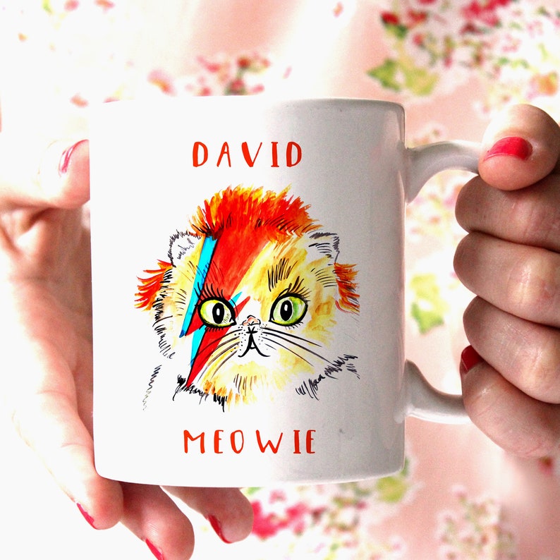 David Bowie Cat Mug, Cute Funny Cat Lover David Bowie Gift image 4