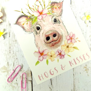 Pig Print Postcard, Cute Funny Pig Stationary image 3