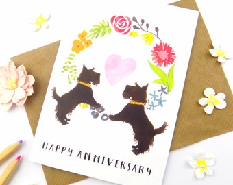 Anniversary Card, Cute Dog Print Card, Anniversary Card