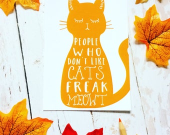 Cat Print Postcard, Funny Cat Lover Gift, Quote Postcard