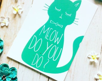 Cat Print Postcard, Cute Funny Cat Stationary