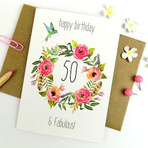 Cartão de aniversário de 50 anos para ela