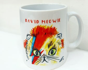 Mug David Bowie Cat, cadeau David Bowie pour amoureux des chats drôle mignon